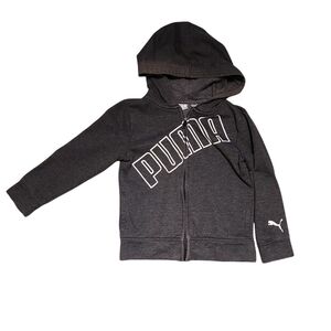 Puma Zip Up Kids Toddler Baby Hoodie Black Spell Out Words Size 4T